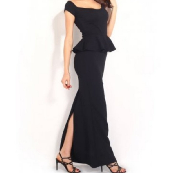 black peplum gown